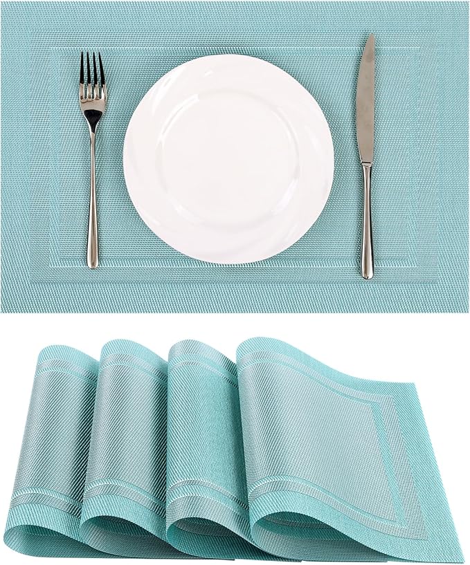SHACOS Woven Vinyl Placemats Set of 4 Wipe Clean Place Mats by SHACOS