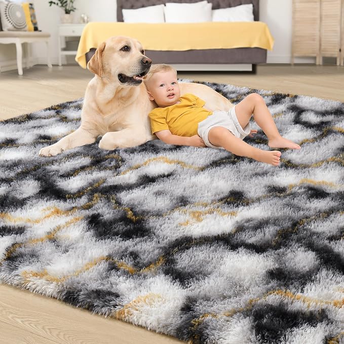 Tepook Soft Fluffy Rugs for Living Room, 5x8 Shaggy Area Rug for Bedroom - Image 4