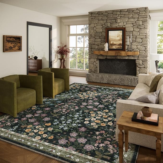 8x10 Area Rugs for Living Room: Washable Rug for Bedroom Vintage Stain by palohom