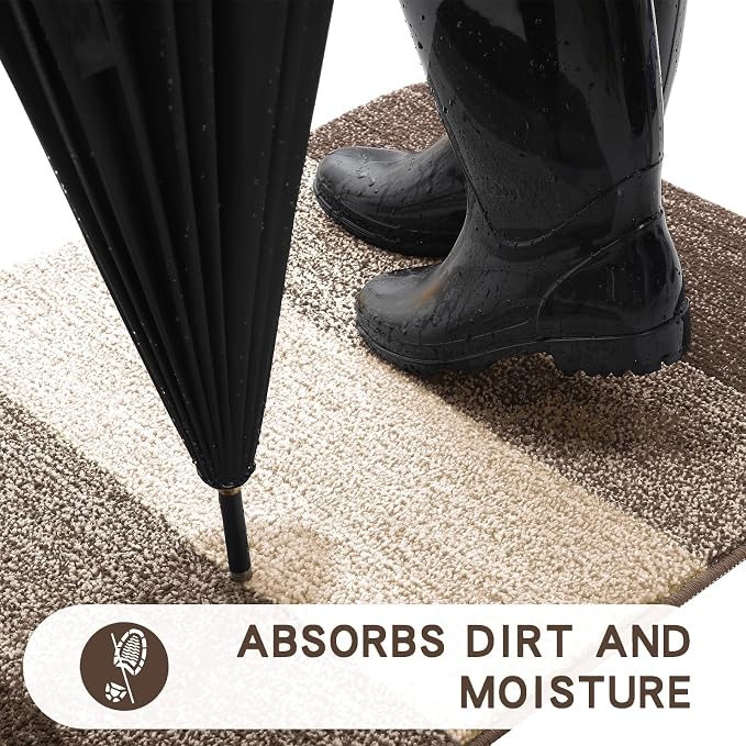 Kitinjoy Indoor Outdoor Door Mat, 54x32 Non-Slip Absorbent Dirt Trapper - Image 2