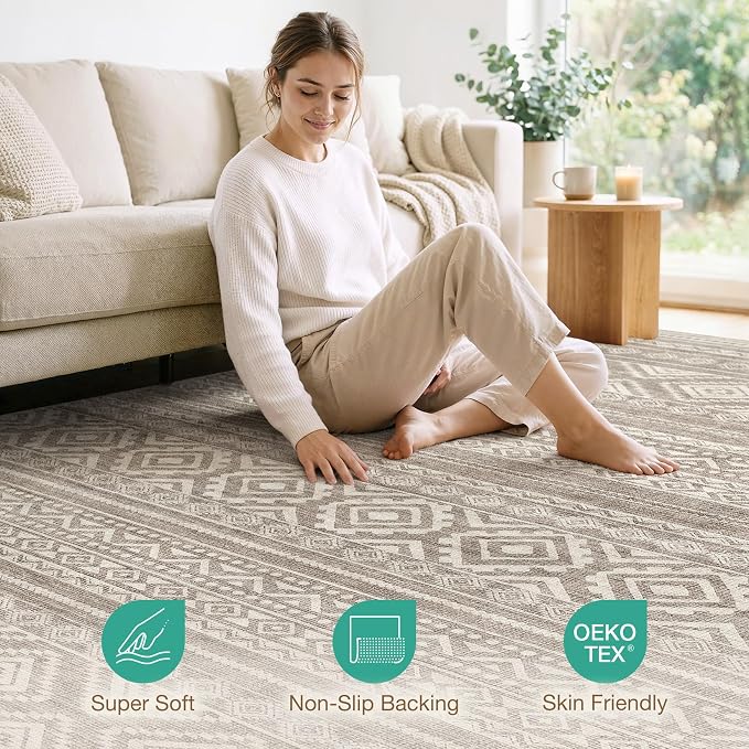 cotiled 5x8 Area Rugs Living Room Rug: Washable Boho Rugs - Image 2