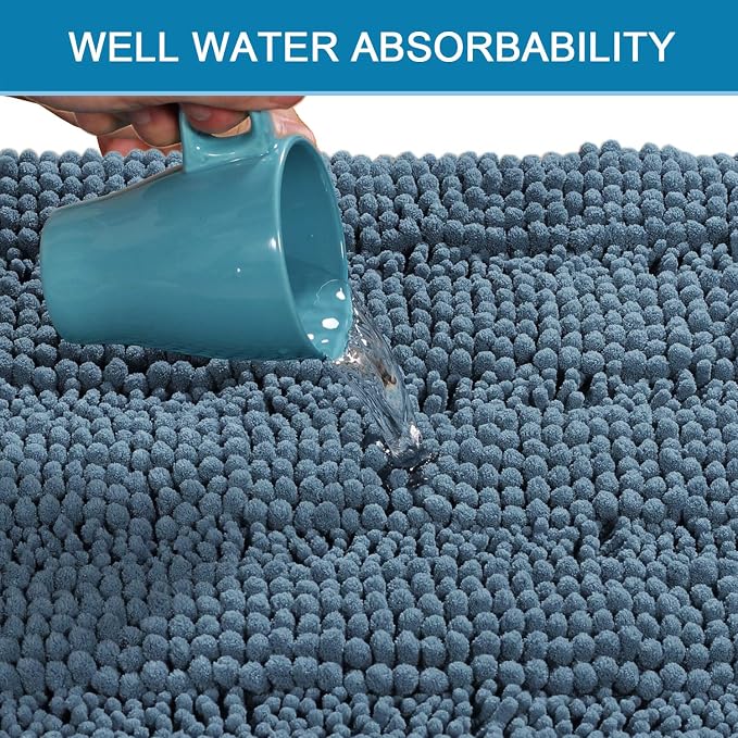 H.VERSAILTEX Bath Mats for Bathroom Non Slip Luxury Chenille Striped Bath Rug - Image 5