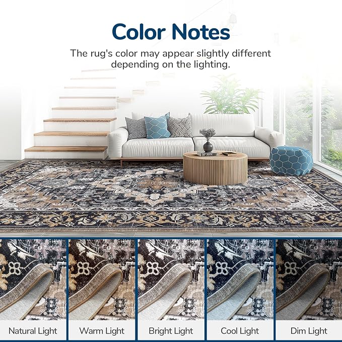 Lessymo Area Rugs 5x7, Machine Washable Area Rug, Super Soft Faux-Wool Area Rugs - Image 7