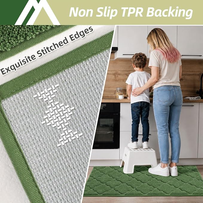 COSY HOMEER Kitchen Rugs 20"x48" Non-Slip Absorbent Soft Kitchen Runner Rug - Image 3
