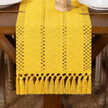 DeZerlor Yellow Boho Macrame Farmhouse Woven Table Runner 108Inch | Cotton by DeZerlor