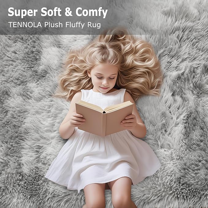 Fluffy 6x9 Grey Rugs for Bedroom Living Room Gray Area Rugs Soft Shag Shaggy - Image 7
