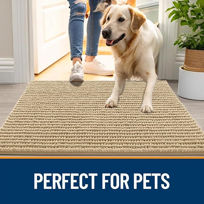 OLANLY Dog Door Mat for Muddy Paws 44x32, Ultra Absorbent Chenille Mud Doormat - Image 6