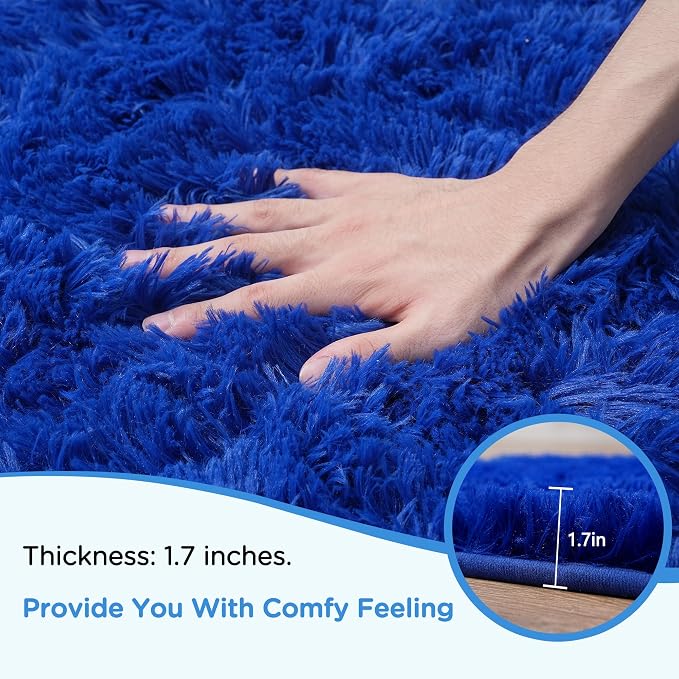 6x9 Blue Area Rugs for Living Room, Large Fluffy Shag Rug for Bedroom Boys Kids - Image 5