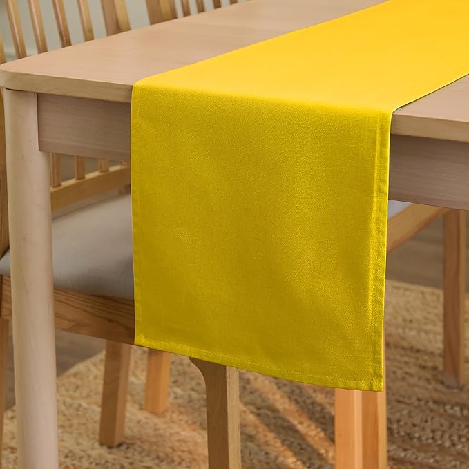 Encasa XO Table Runner 13"x72" Long | Cotton Canvas Fabric | Sunbeam Yellow by EncasaXO
