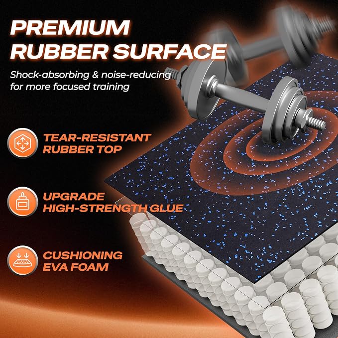 SUPERJARE 0.56'' Thick 6 Pcs 24 Sq Ft Rubber Top Exercise Equipment Mats - Image 5