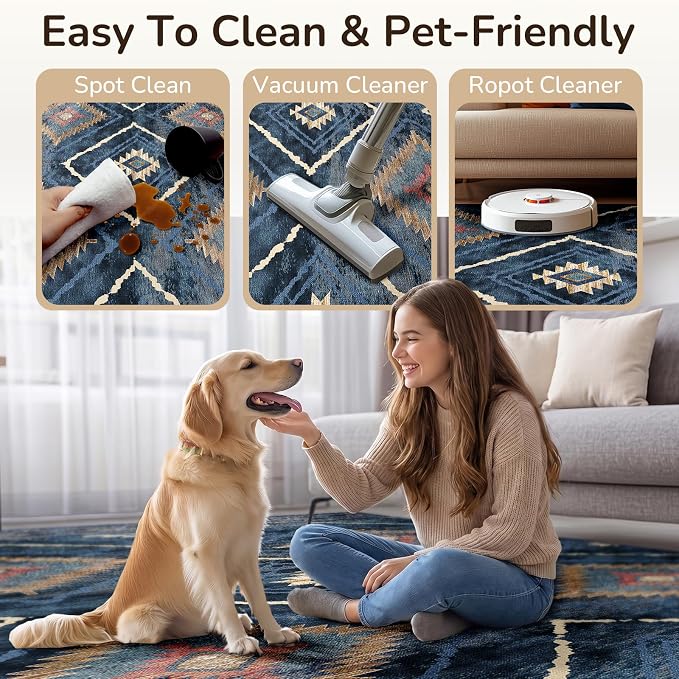 BESTSWEETIE Area Rug 6x9 Rug Machine Washable Non-Slip Low Pile Print Pattern - Image 5