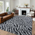 Fluffy Rugs for Bedroom Living Room, 4x6 Feet Zebra Black and White Shag Area by WISHTREE