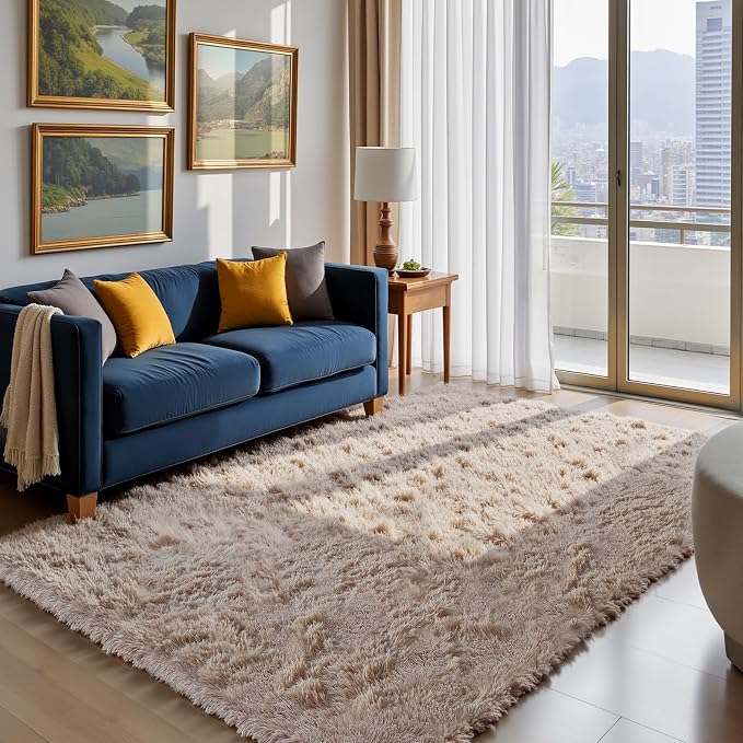 Fluffy Rug Shag Area Rug, Small Bedside Rug, Soft Fluffy Shag Entryway Throw - Image 3