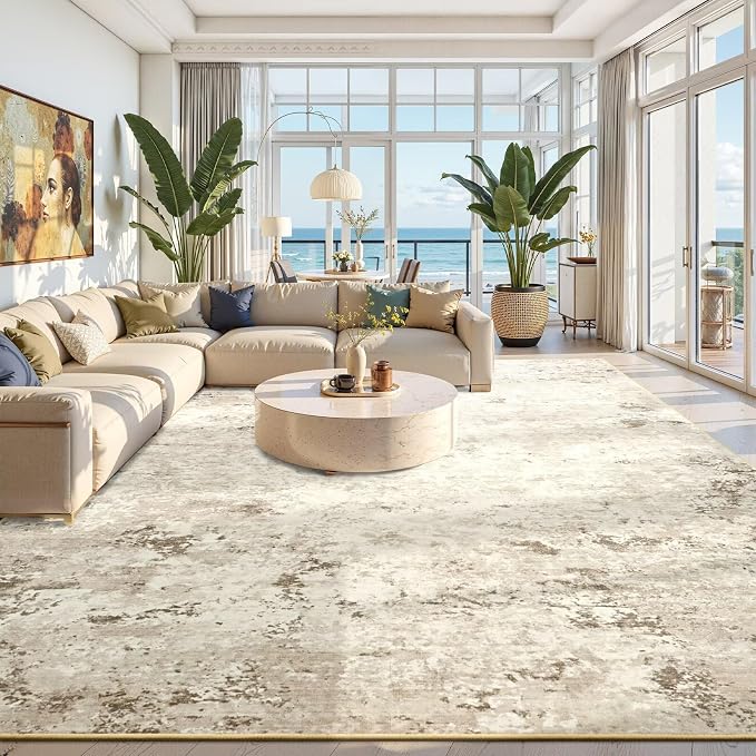 Toneed Abstract Area Rug Modern Washable Rug Soft Non Slip Rug Low Pile by Toneed