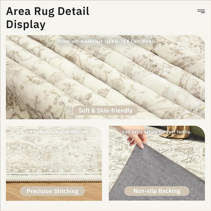 Soalmost Area Rug 6x9, Washable Rugs, Stain Resistant Gray Area Rugs - Image 6
