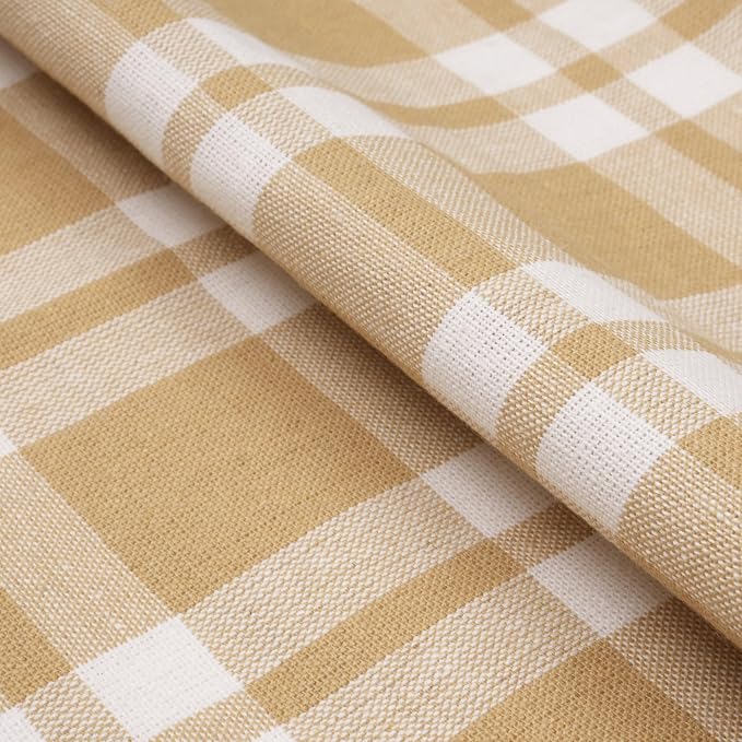 Encasa XO Table Runner, Woven Cotton Dining Runner 13"x59" Franca Beige Checks - Image 7