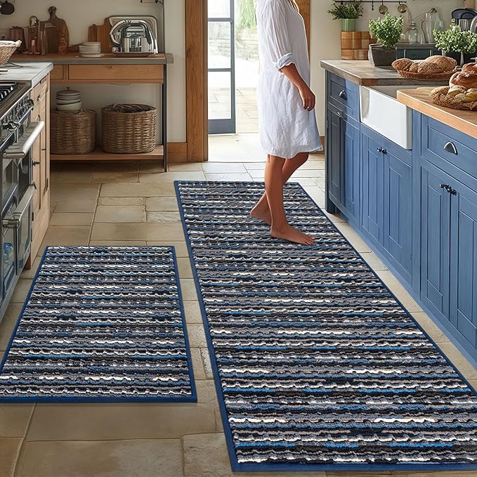 Kitchen Rugs Sets of 2-Non Slip Kitchen Mats by BSICPRO