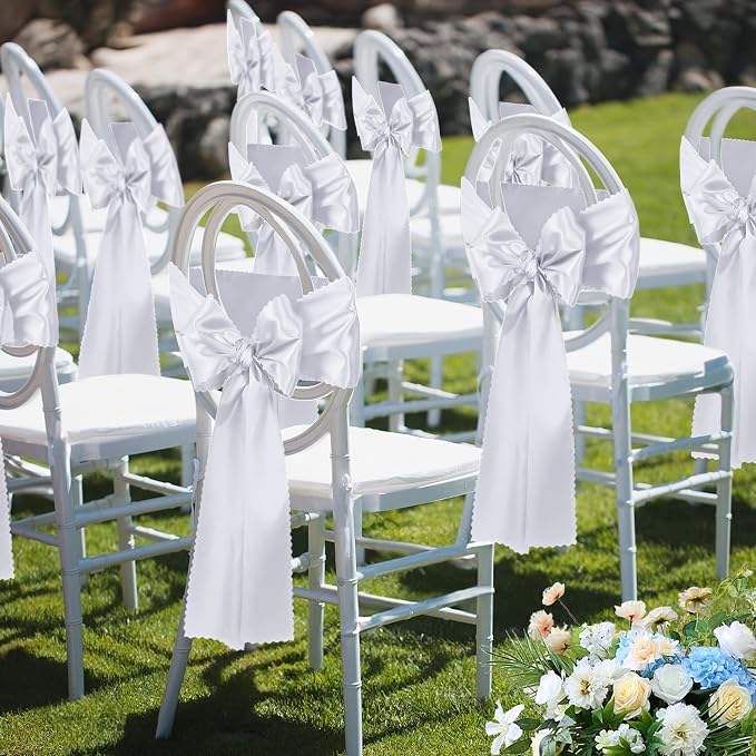 VACVELT White Satin Table Runners, 12x72 Inch, 6 Pack, Scalloped Edge | Silky - Image 9