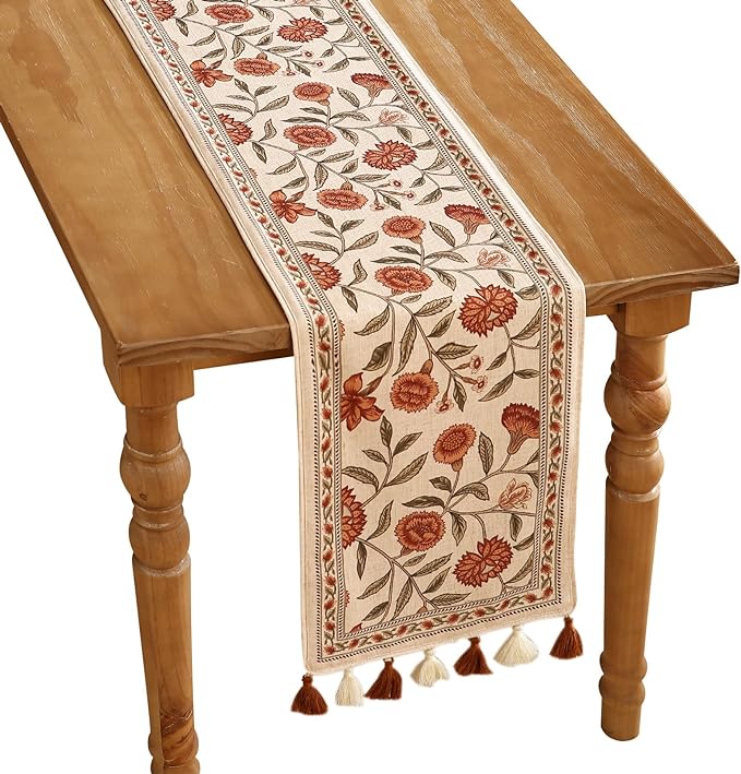Designer French Linen Extra Long Table Runner, Kitchen Decor, Dining Table by Isaennehomedecoration