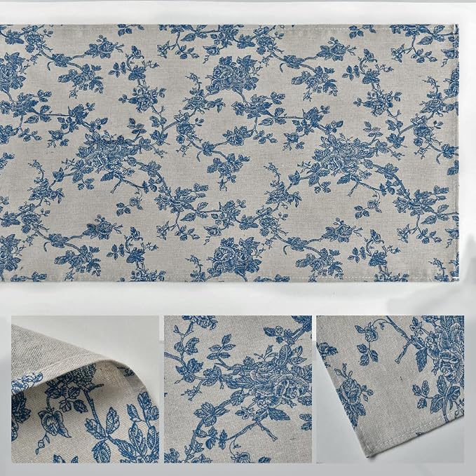 Artoid Mode Dark Grey 13x48 Inch Chinoiserie Table Runner | Monochrome sketch - Image 5