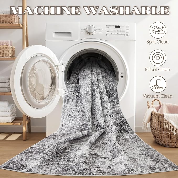 DMOYEST Washable Runner Rug for Hallway: 3x8 Neutral Modern Abstract Low Pile - Image 7