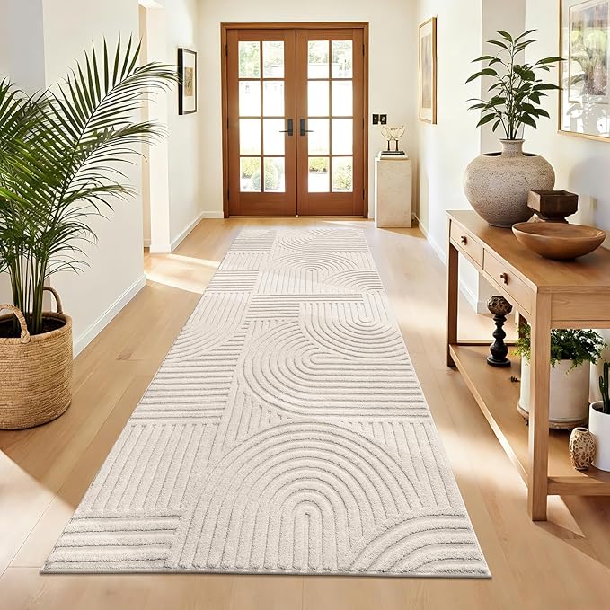 Pauwer 3x8 Washable Area Rugs for Living Room Modern Beige Solid Color Soft by Pauwer