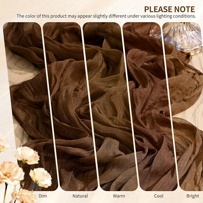18 Pack Cheesecloth Table Runner 10FT Brown Table Runner Boho Gauze Cheese - Image 7