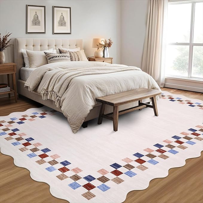 GarveeHome 8x10 Area Rug for Living Room Scalloped Washable Large Bedroom Rug - Image 2