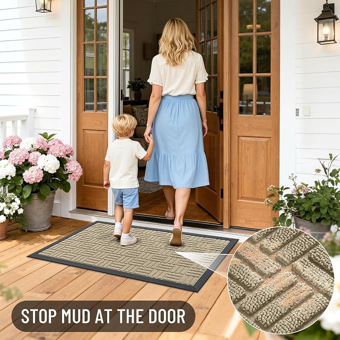 OLANLY Front Door Mat Outside Entrance 59x34, Heavy Duty Sturdy Natural Rubber - Image 7
