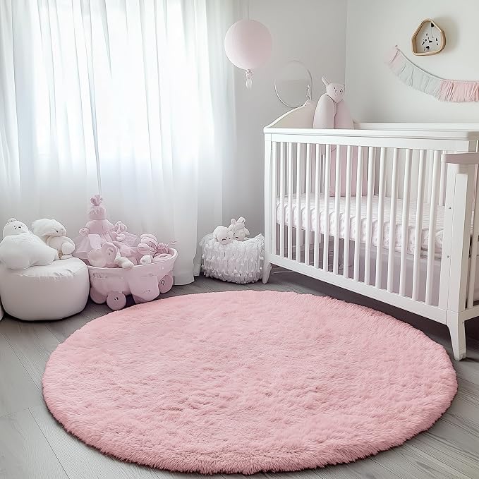 ONASAR Light Pink Round Area Rugs 5ft - Image 8