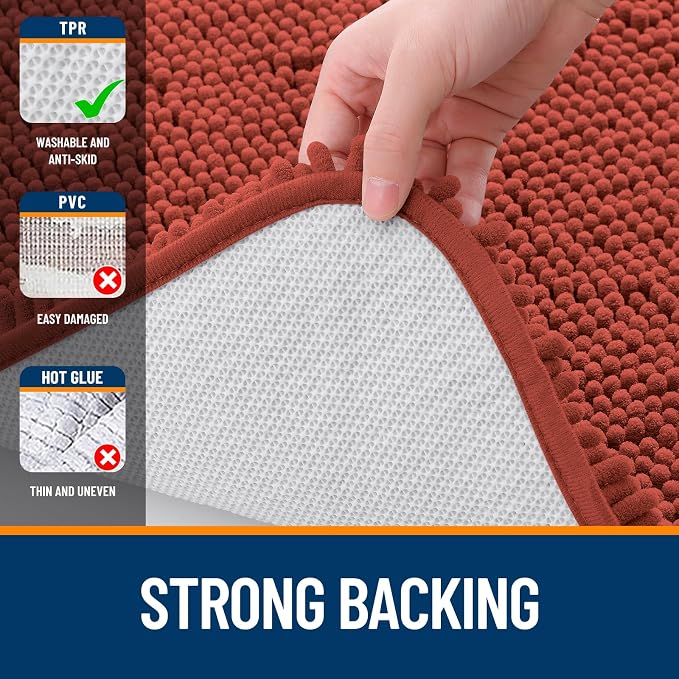 OLANLY Toilet Rugs U-Shaped 24x24, Extra Soft Absorbent Chenille Contour - Image 6