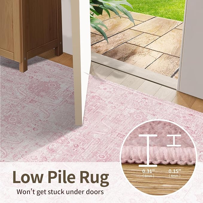 Rugxara 4x6 Rug for Living Room Bedroom, Vintage Retro Boho Area Rugs, Non Slip - Image 7