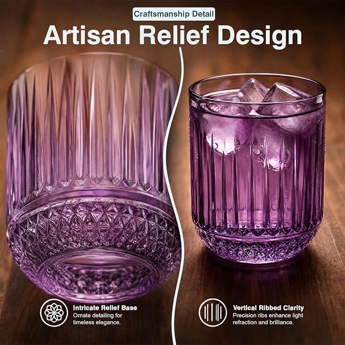 FACE N FACE 1-Piece Vintage Colored Glass Tumbler 8oz | Retro Aesthetic - Image 4
