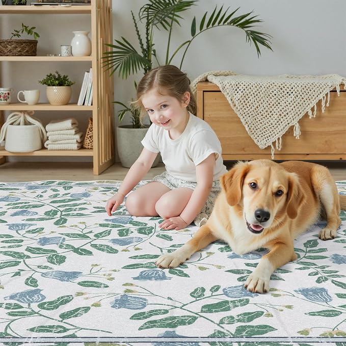 DCX Washable Botanical Floral Rug 3x5, Non Slip Low Pile Carpet - Image 5
