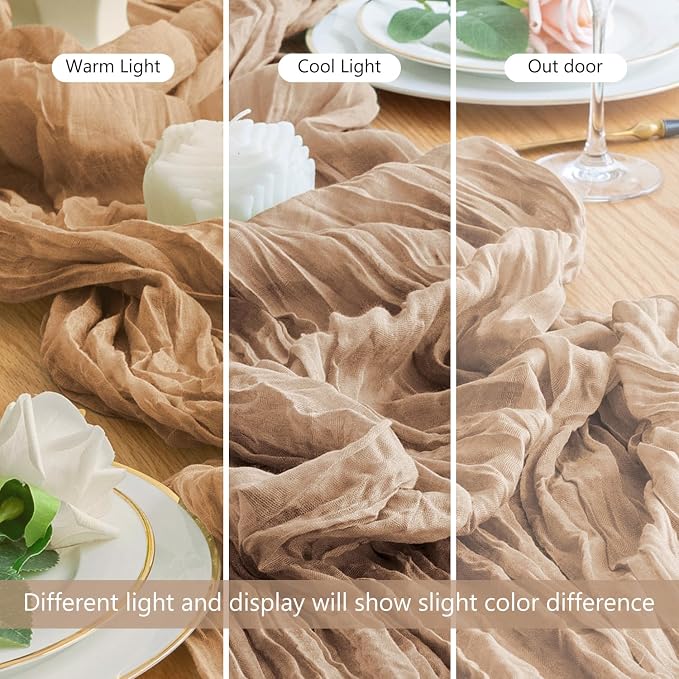Cheesecloth Table Runner Nude Brown 10FT Boho Gauze, 12 Pack | 120 Inch Cheese - Image 8