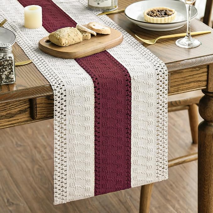 Artoid Mode Red Farmhouse Rustic Christmas Table Runner 12x72 Inch | Seasonal by ArtoidMode