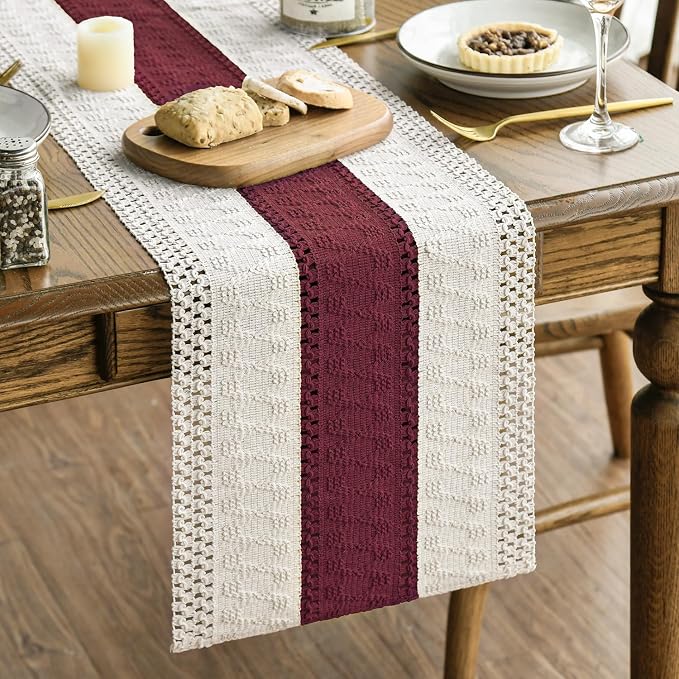 Artoid Mode Red Farmhouse Rustic Christmas Table Runner 12x108 Inch | Seasonal by ArtoidMode