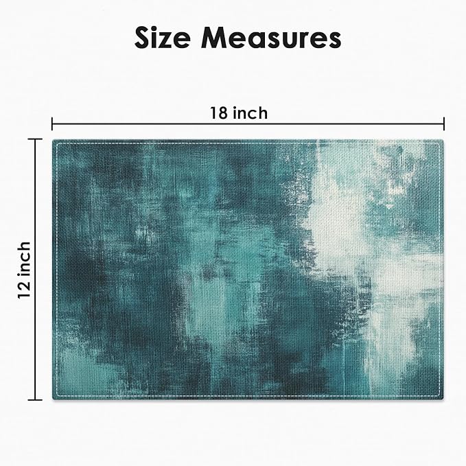 Emvency Farmhouse Placemats Set of 4, 12x18 Inch, Teal and White | Vintage - Image 2