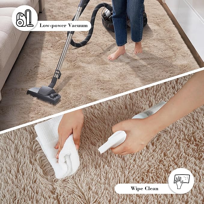 Fluffy Rug Shag Area Rug, Small Bedside Rug, Soft Fluffy Shag Entryway Throw - Image 7