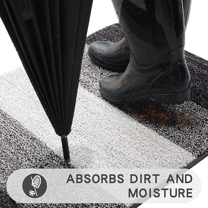 Kitinjoy Indoor Outdoor Door Mat, 59x24 Non-Slip Absorbent Dirt Trapper - Image 2