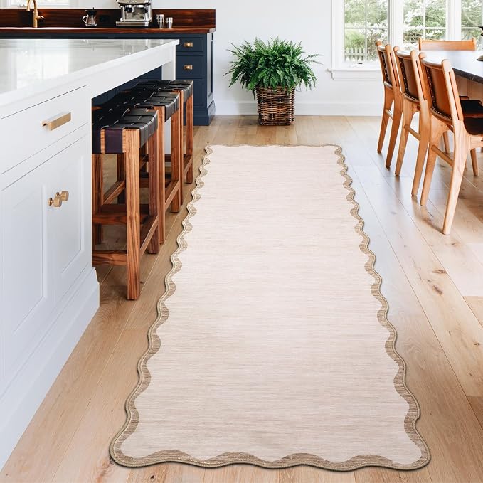 GarveeHome Scalloped Washable Runner Rug 2'6'' x 10' Non Slip Kitchen Rugs - Image 3