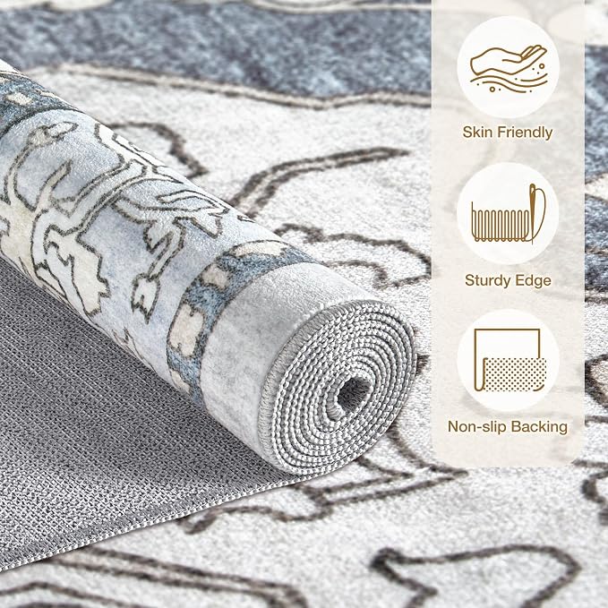 cotiled 4x6 Area Rug Machine Washable Vintage Carpet - Image 2