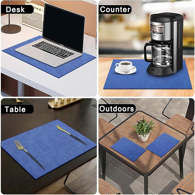 Faux Leather Heat Resistant Placemats 4 Packs, Waterproof Wipeable Dining PU - Image 9