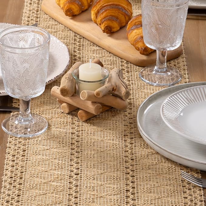 MLMW Boho Table Runner 72 inches Small Coffee Table Runner Rustic Burlap - Image 5