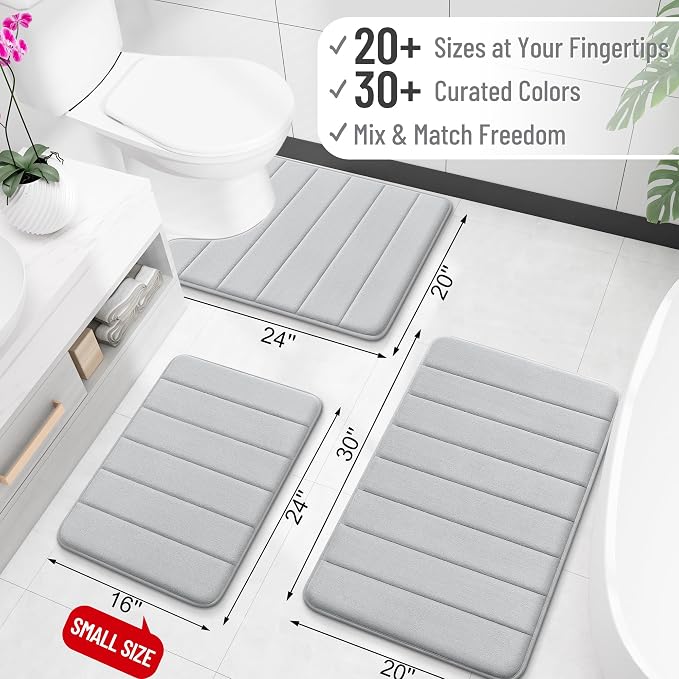 OLANLY Memory Foam Bath Mat 32x20, Super Soft Absorbent Bathroom Rugs, Quick Dry - Image 2