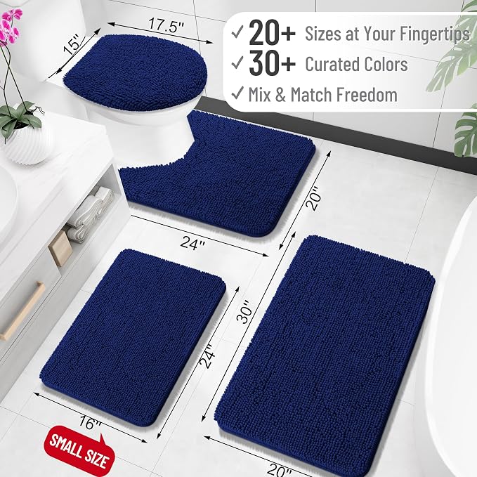 OLANLY Toilet Rugs U-Shaped 20x20, Extra Soft Absorbent Chenille Contour - Image 2