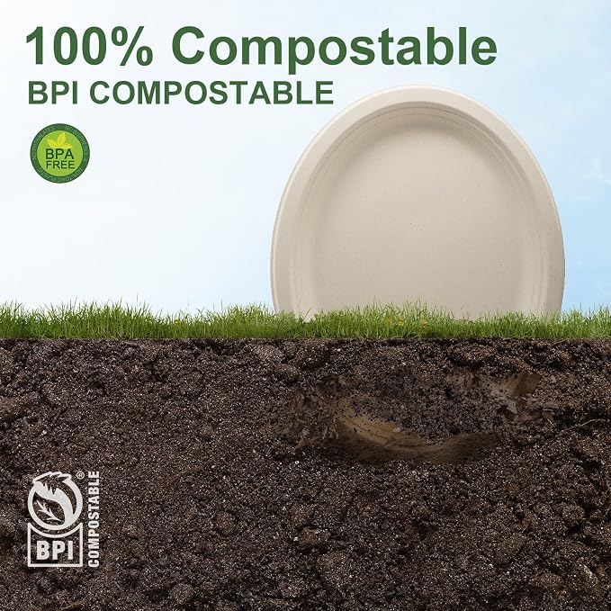 WELLIFE 100% Compostable Oval Paper Plates 12 Inch 125-Pack Large Plates | - Image 5