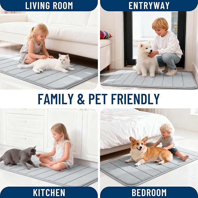 OLANLY Memory Foam Bath Mat 35x24, Super Soft Absorbent Bathroom Rugs, Quick Dry - Image 9