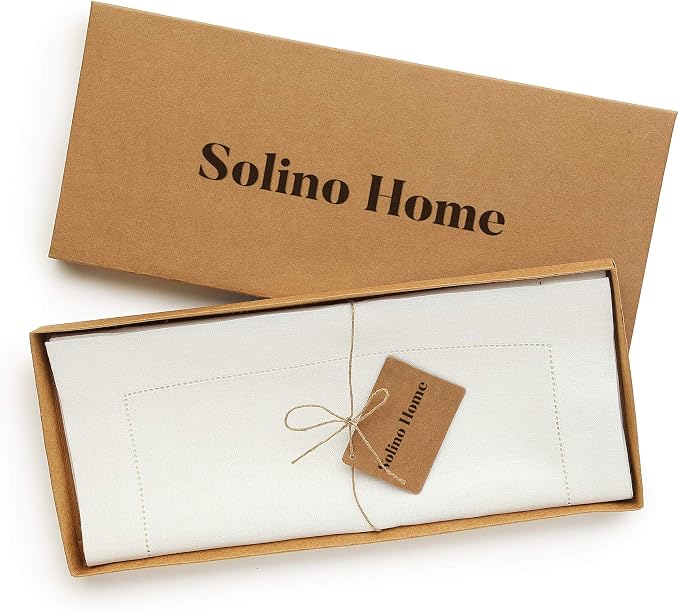Solino Home 100% Linen Table Runner Ivory, Classic Hemstitch 14 x 120 in | - Image 5