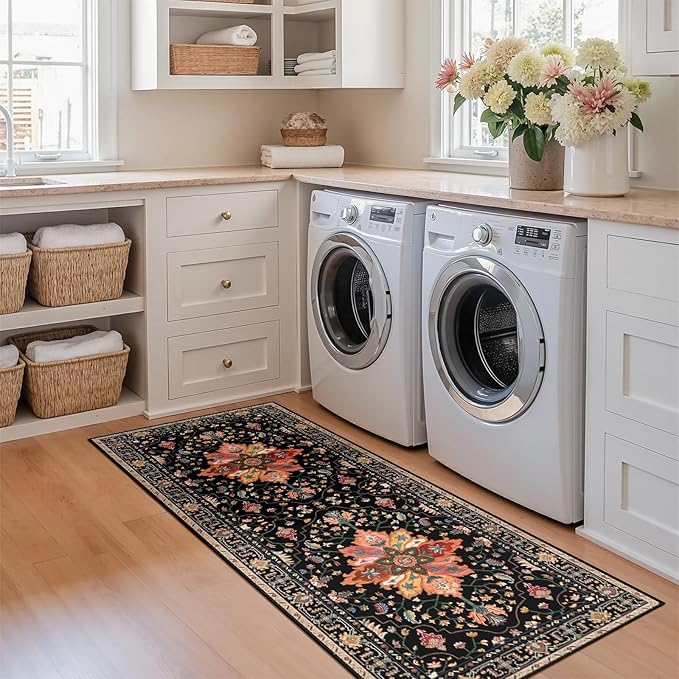RELEANY Area Rugs Runner 2'x6' Washable Non-Slip, Floral Vintage Distress - Image 4